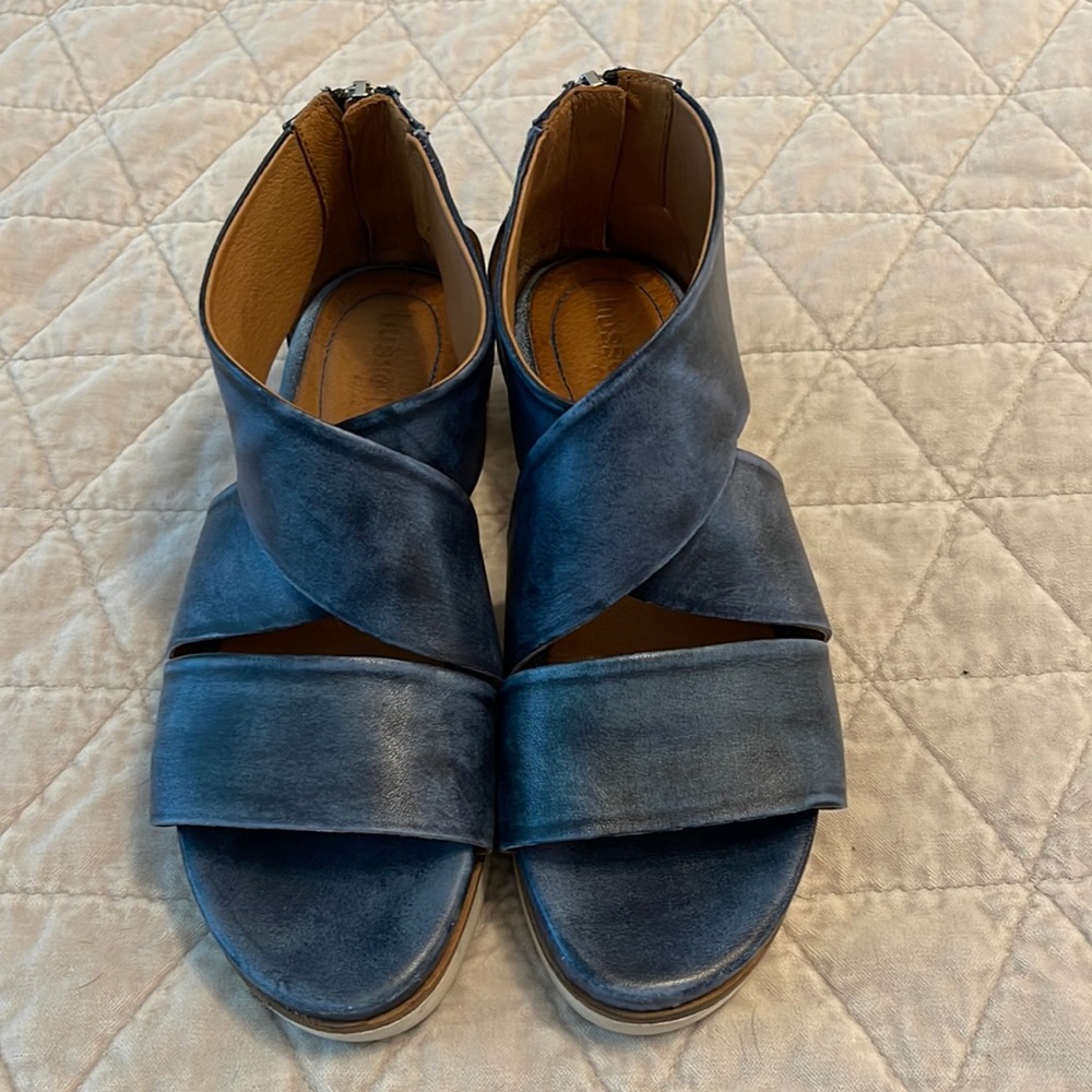 Bussola leather sandals.   Denim blue color 7.5